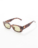 Ceres slim rectangle sunglasses with yellow lens in tort