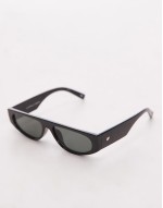 le ritual slim round sunglasses in black with green lens