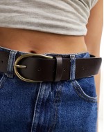 half moon waist and hip jeans belt in brown