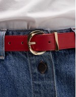 gold hoop buckle belt in red