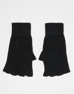 Wood unisex fingerless gloves in black
